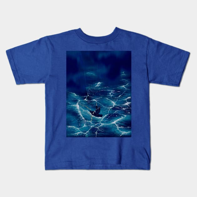 Boat in the storm Kids T-Shirt by franckleguay